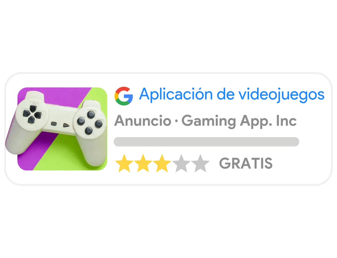 Mockup de campaña de Aplicaciones de Google Ads en Google Play