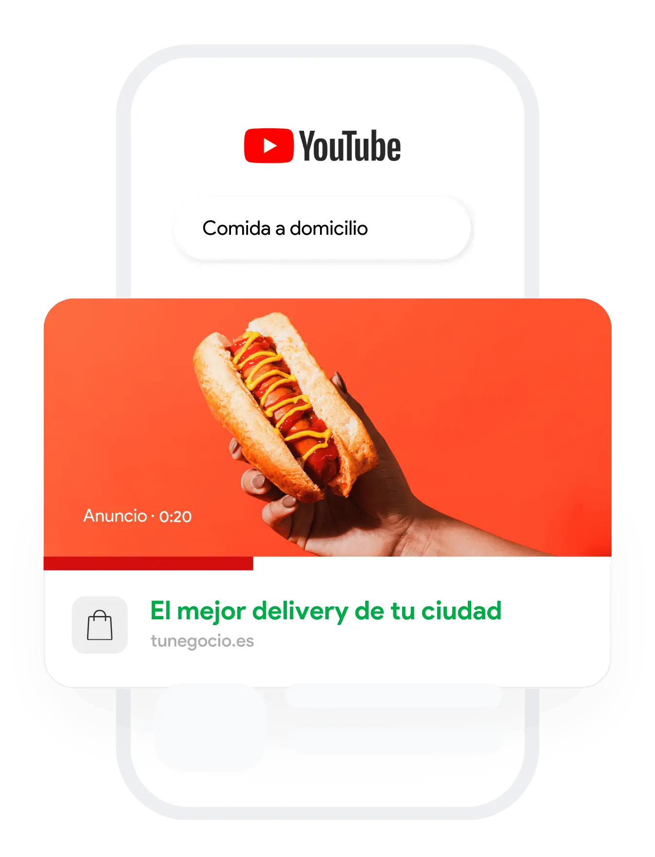 Mockup de anuncio de Vídeo de Google Ads en YouTube